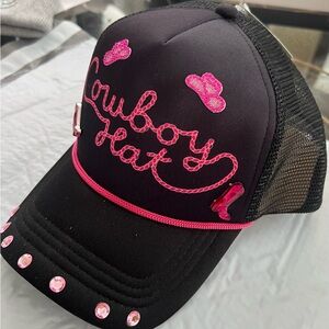 The Spring Shop Black and Pink Cowboy Trucker  Hat